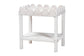 bali & pari Sumana Natural Rattan Side Table - Handwoven Wicker 2-Tier Accent End Table with Scalloped Tray Top for Living Room, White