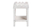 bali & pari Sumana Natural Rattan Side Table - Handwoven Wicker 2-Tier Accent End Table with Scalloped Tray Top for Living Room, White