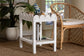 bali & pari Sumana Natural Rattan Side Table - Handwoven Wicker 2-Tier Accent End Table with Scalloped Tray Top for Living Room, White