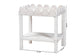 bali & pari Sumana Natural Rattan Side Table - Handwoven Wicker 2-Tier Accent End Table with Scalloped Tray Top for Living Room, White