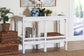 bali & pari Lombok Natural Rattan Console Table - Handwoven Wicker 2-Tier Accent Table with Raised Tray Top for Living Room or Entryway, White