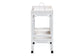 bali & pari Lombok Natural Rattan Wine Cart - Handwoven Wicker 2-Tier Mobile Bar Cart with Raised Tray Top Kitchen or Lounge, White