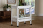 bali & pari Lombok Natural Rattan Wine Cart - Handwoven Wicker 2-Tier Mobile Bar Cart with Raised Tray Top Kitchen or Lounge, White