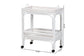 bali & pari Lombok Natural Rattan Wine Cart - Handwoven Wicker 2-Tier Mobile Bar Cart with Raised Tray Top Kitchen or Lounge, White