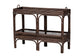bali & pari Lombok Natural Rattan Console Table - Handwoven Wicker 2-Tier Accent Table with Raised Tray Top for Living Room or Entryway, Espresso
