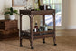 bali & pari Lombok Natural Rattan Wine Cart - Handwoven Wicker 2-Tier Mobile Bar Cart with Raised Tray Top Kitchen or Lounge, Espresso