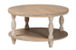 bali & pari Lejane Wood Coffee Table with Seagrass Wrapped Legs - Round Living Room Table with Open Shelf Storage