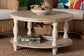 bali & pari Lejane Wood Coffee Table with Seagrass Wrapped Legs - Round Living Room Table with Open Shelf Storage