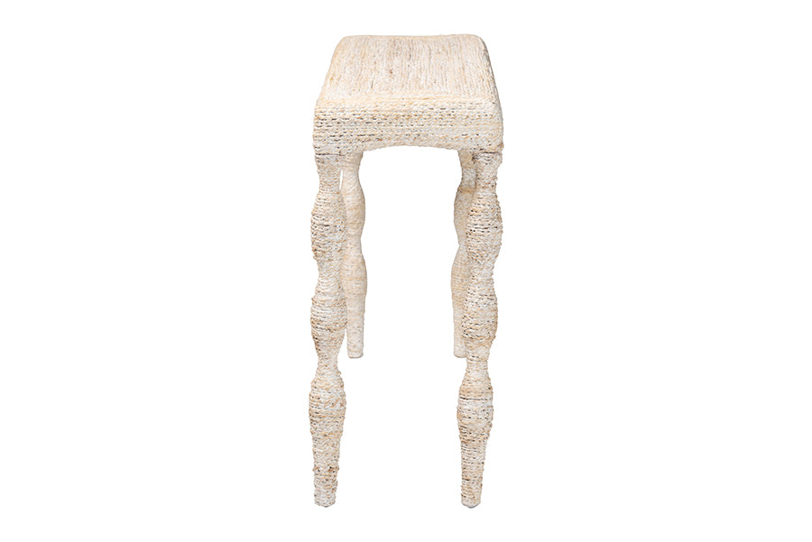 bali & pari Lejane Woven Seagrass Console Table - Handwoven Wicker Waterfall Accent Table with for Entryway, Living Room, or Hallway