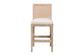 bali & pari Ashford Whitewash Rattan Counter Stool - Mahogany Wood Frame with Handwoven Wicker Backrest and Braided Rope Inserts for Coastal Kitchen