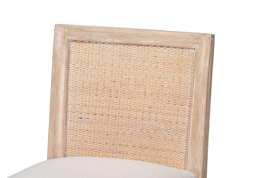 bali & pari Ashford Whitewash Rattan Counter Stool - Mahogany Wood Frame with Handwoven Wicker Backrest and Braided Rope Inserts for Coastal Kitchen