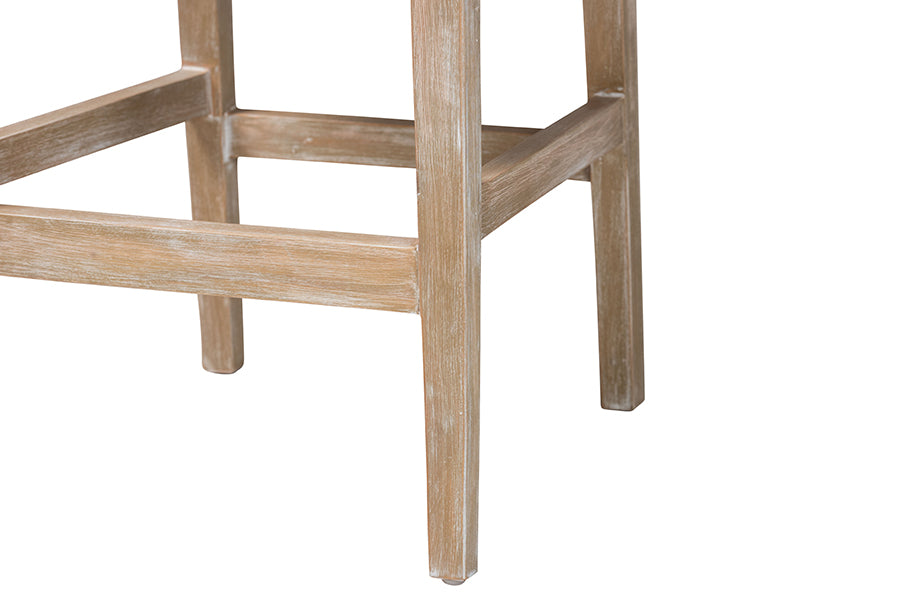 bali & pari Ashford Whitewash Rattan Counter Stool - Mahogany Wood Frame with Handwoven Wicker Backrest and Braided Rope Inserts for Coastal Kitchen