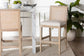 bali & pari Ashford Whitewash Rattan Counter Stool - Mahogany Wood Frame with Handwoven Wicker Backrest and Braided Rope Inserts for Coastal Kitchen