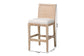 bali & pari Ashford Whitewash Rattan Counter Stool - Mahogany Wood Frame with Handwoven Wicker Backrest and Braided Rope Inserts for Coastal Kitchen