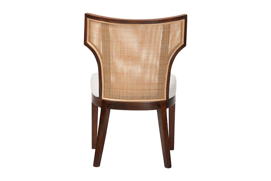 bali & pari Franco Dining Chair - Sculpted Seating with Woven Rattan Backrest and Upholstered Seat for Kitchen or Dining Room
