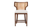 bali & pari Franco Counter Stool - Sculpted Seating with Woven Rattan Backrest and Upholstered Seat for Kitchen or Lounge