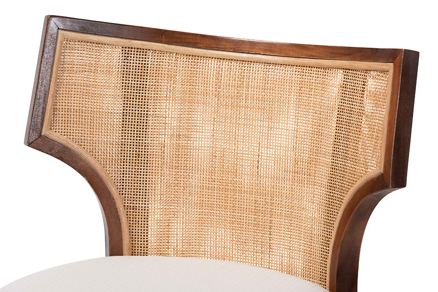 bali & pari Franco Counter Stool - Sculpted Seating with Woven Rattan Backrest and Upholstered Seat for Kitchen or Lounge
