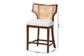 bali & pari Franco Counter Stool - Sculpted Seating with Woven Rattan Backrest and Upholstered Seat for Kitchen or Lounge