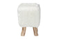 bali & pari Scotlyn Faux Fur Footstool with Teak Wood Legs - Rustic Boho Accent Seat, Handmade Decorative Footrest for Living Room or Bedroom, White