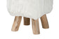 bali & pari Scotlyn Faux Fur Footstool with Teak Wood Legs - Rustic Boho Accent Seat, Handmade Decorative Footrest for Living Room or Bedroom, White