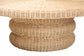 bali & pari Silvia Natural Rattan Coffee Table - Handwoven Wicker Accent Cocktail Table with Pedestal Base for Living Room or Sunroom