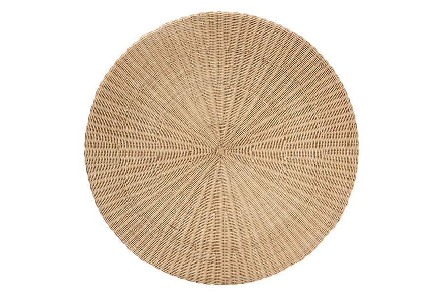 bali & pari Silvia Natural Rattan Coffee Table - Handwoven Wicker Accent Cocktail Table with Pedestal Base for Living Room or Sunroom