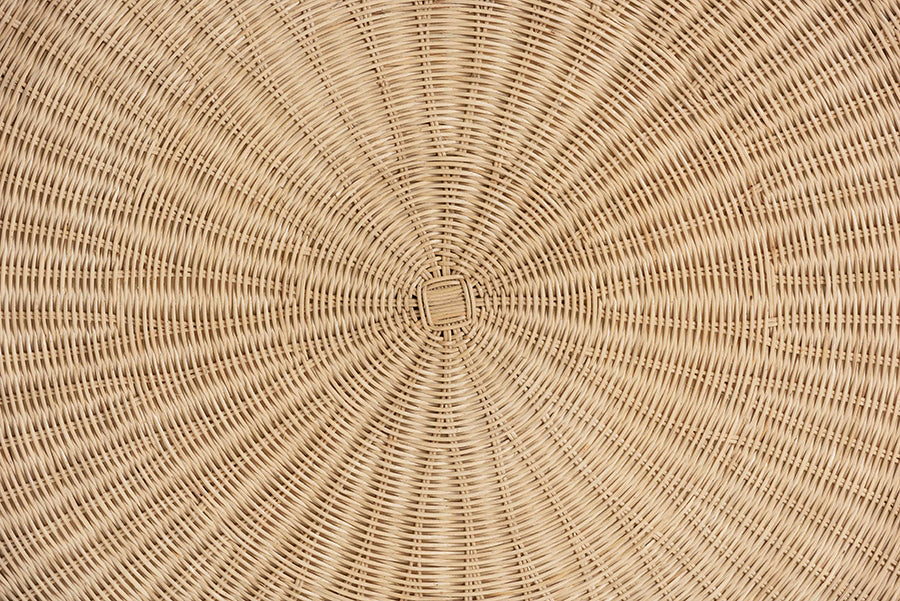 bali & pari Silvia Natural Rattan Coffee Table - Handwoven Wicker Accent Cocktail Table with Pedestal Base for Living Room or Sunroom