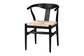 bali & pari Fika Wishbone Dining Chair with Handwoven Seagrass Seat - Mahogany Wood Frame Armchair for Modern Coastal Dining Rooms, Black