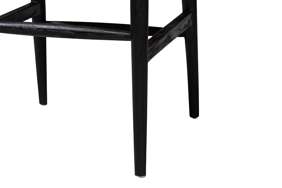 bali & pari Fika Wishbone Dining Chair with Handwoven Seagrass Seat - Mahogany Wood Frame Armchair for Modern Coastal Dining Rooms, Black