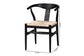 bali & pari Fika Wishbone Dining Chair with Handwoven Seagrass Seat - Mahogany Wood Frame Armchair for Modern Coastal Dining Rooms, Black