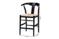 bali & pari Fika Wishbone Counter Stool with Handwoven Seagrass Seat - Mahogany Wood Frame Counter Height Seating for Kitchen Island or Dining Area, Black
