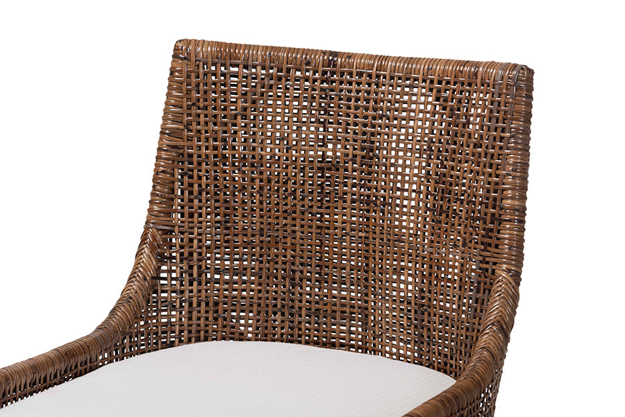 bali & pari Bella Swivel Rattan Bar Stool with Cushion - Handwoven Wicker Bar Chair with Backrest and Footrest, Coffee Bean