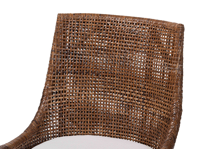 bali & pari Bella Swivel Rattan Counter Stool with Cushion - Handwoven Wicker Kitchen Island Seating with Backrest and Footrest, Coffee Bean
