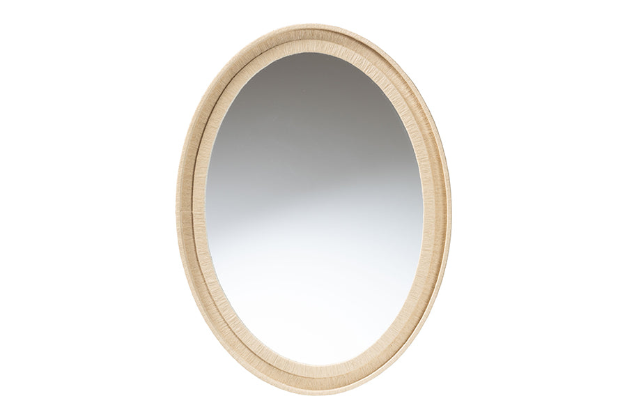 bali & pari Lailan Woven Grasscloth Mirror, Oval, Beige