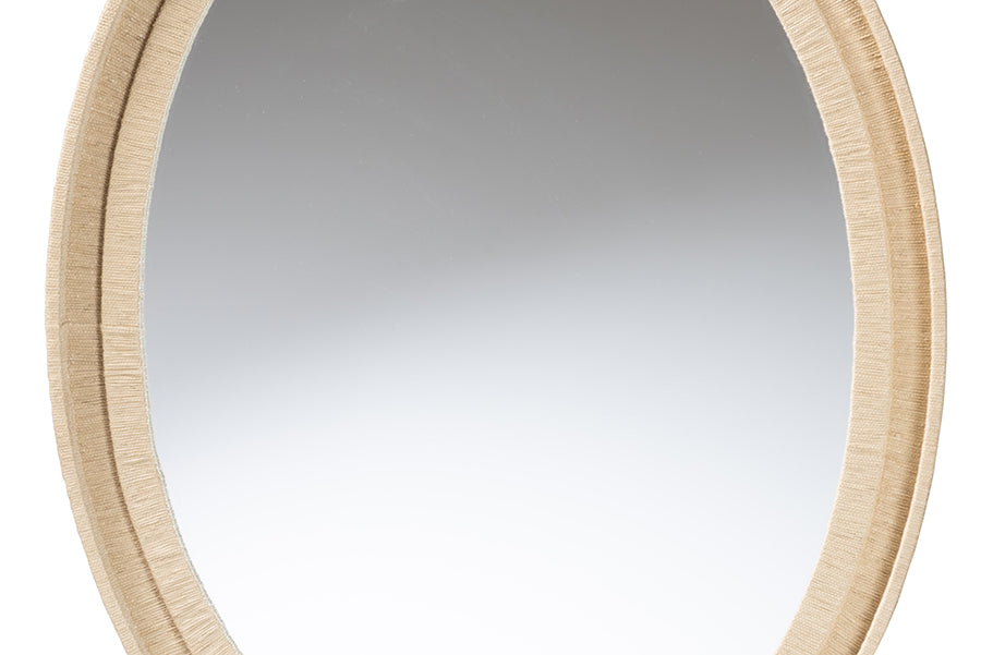 bali & pari Lailan Woven Grasscloth Mirror, Oval, Beige