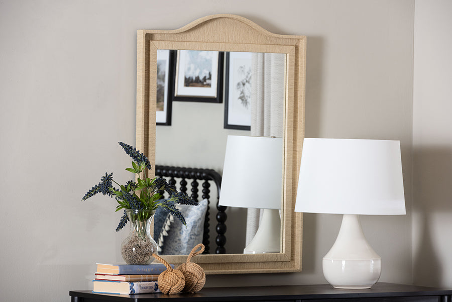 bali & pari Lailan Woven Grasscloth Mirror, Rectangle, Beige