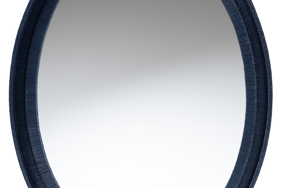 bali & pari Lailan Woven Grasscloth Mirror, Oval, Navy Blue