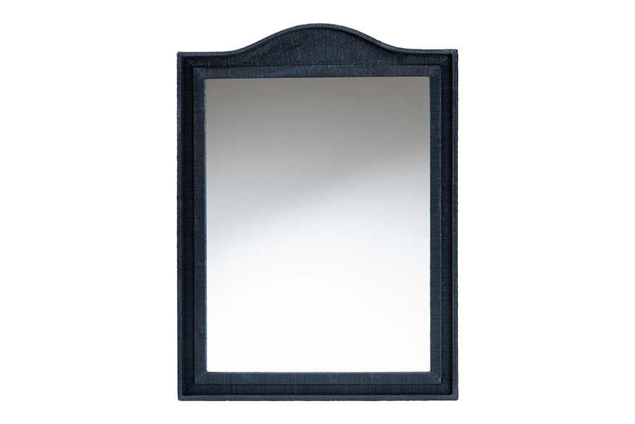 bali & pari Lailan Woven Grasscloth Mirror, Rectangle, Navy Blue