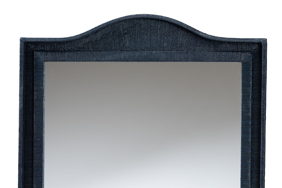 bali & pari Lailan Woven Grasscloth Mirror, Rectangle, Navy Blue