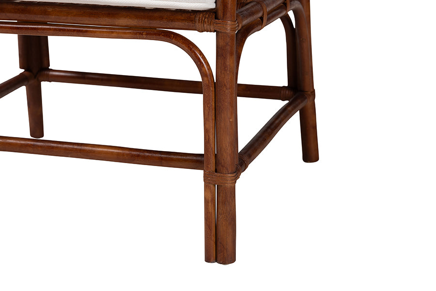 bali & pari Cleantha Marbled Tortoise Natural Rattan Armchair - Handcrafted Wicker Accent Chair with Curved Armrests and Cushioned Seat for Coastal Living Room or Sun Room