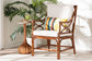 bali & pari Cleantha Marbled Tortoise Natural Rattan Armchair - Handcrafted Wicker Accent Chair with Curved Armrests and Cushioned Seat for Coastal Living Room or Sun Room