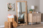 bali & pari Hasana Natural Rattan Floor Mirror - Scalloped Frame Full Length Accent Mirror for Bedroom or Entryway