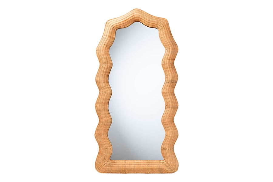 bali & pari Daray Scalloped Natural Rattan Full Length Floor Mirror