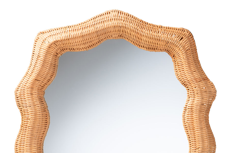 bali & pari Daray Scalloped Natural Rattan Wall Mirror