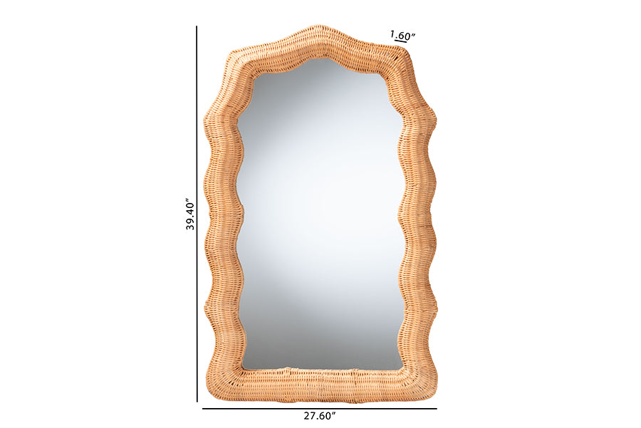 bali & pari Daray Scalloped Natural Rattan Wall Mirror