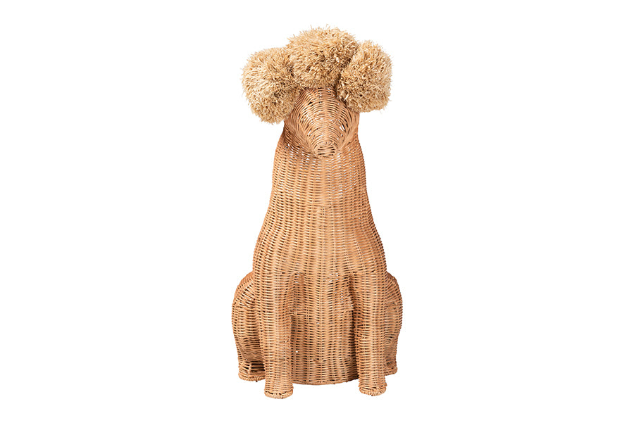 bali & pari Persis Natural Rattan Poodle Umbrella Holder - Handwoven Wicker Storage Solution