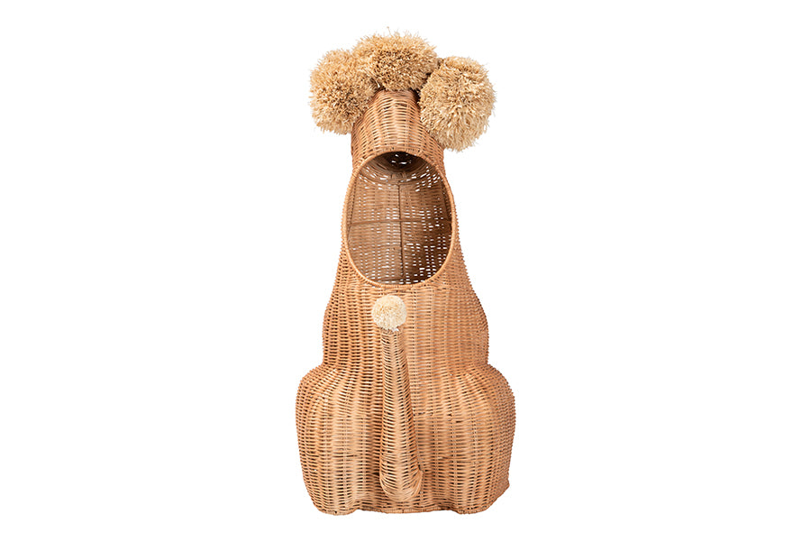 bali & pari Persis Natural Rattan Poodle Umbrella Holder - Handwoven Wicker Storage Solution