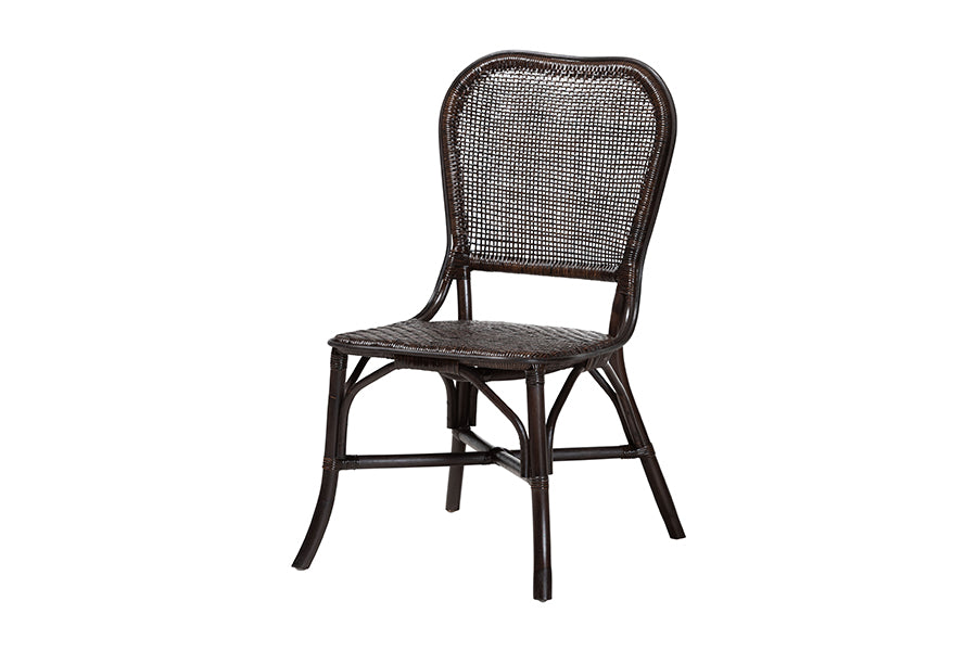 bali & pari Irene Natural Rattan Dining Chair - Handwoven Wicker Accent Chair with Lattice Backrest for Kitchen or Dining Room