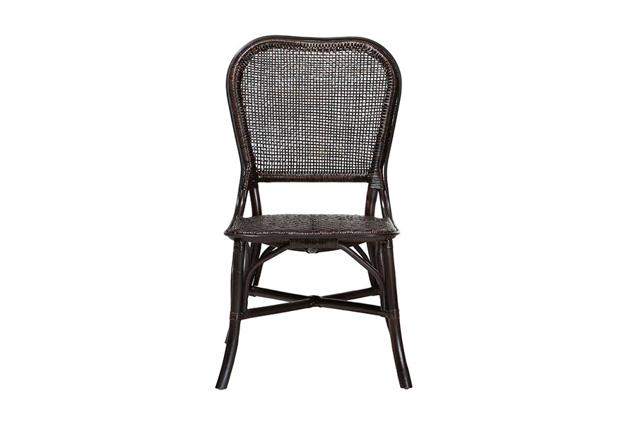 bali & pari Irene Natural Rattan Dining Chair - Handwoven Wicker Accent Chair with Lattice Backrest for Kitchen or Dining Room