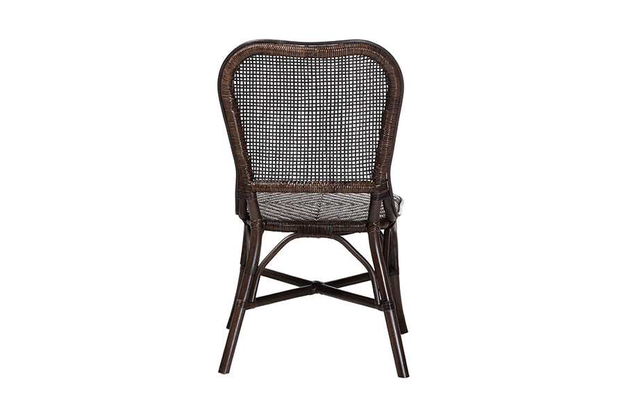 bali & pari Irene Natural Rattan Dining Chair - Handwoven Wicker Accent Chair with Lattice Backrest for Kitchen or Dining Room